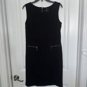 Black Knee Length Dress 10 Style & Co Zipper Pockets & Back Closure